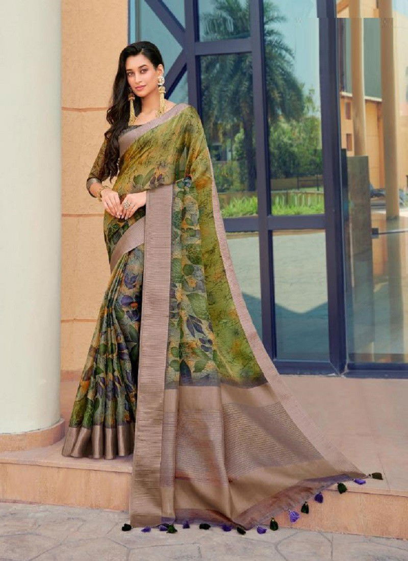 light Green Colour Chapai Vol 6 Joh Rivaj New Latest Printed Ethnic Wear Chapa Silk Saree Collection 11005